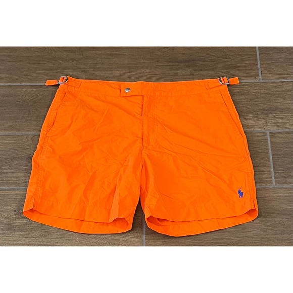 Polo Ralph Lauren Other - Polo Ralph Lauren Orange Monaco Swim Trunks Mens 32 Cinch Waist Mesh Lined